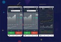 Trade exchange app on phone screens